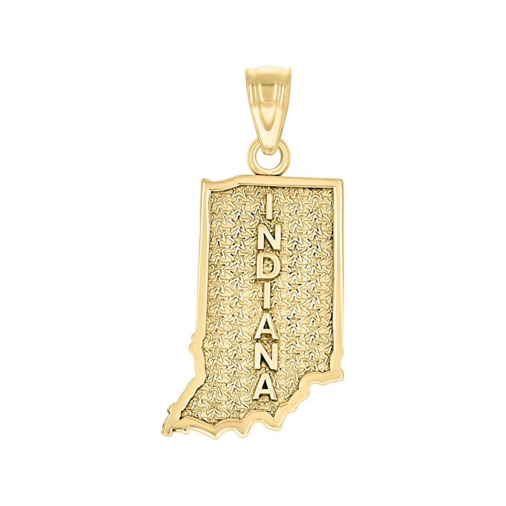 10kt 10k Yellow Gold Mens Textured Indiana State Map Charm Pendant